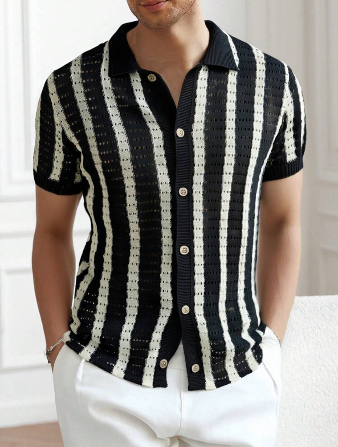 Camisa de punto a rayas