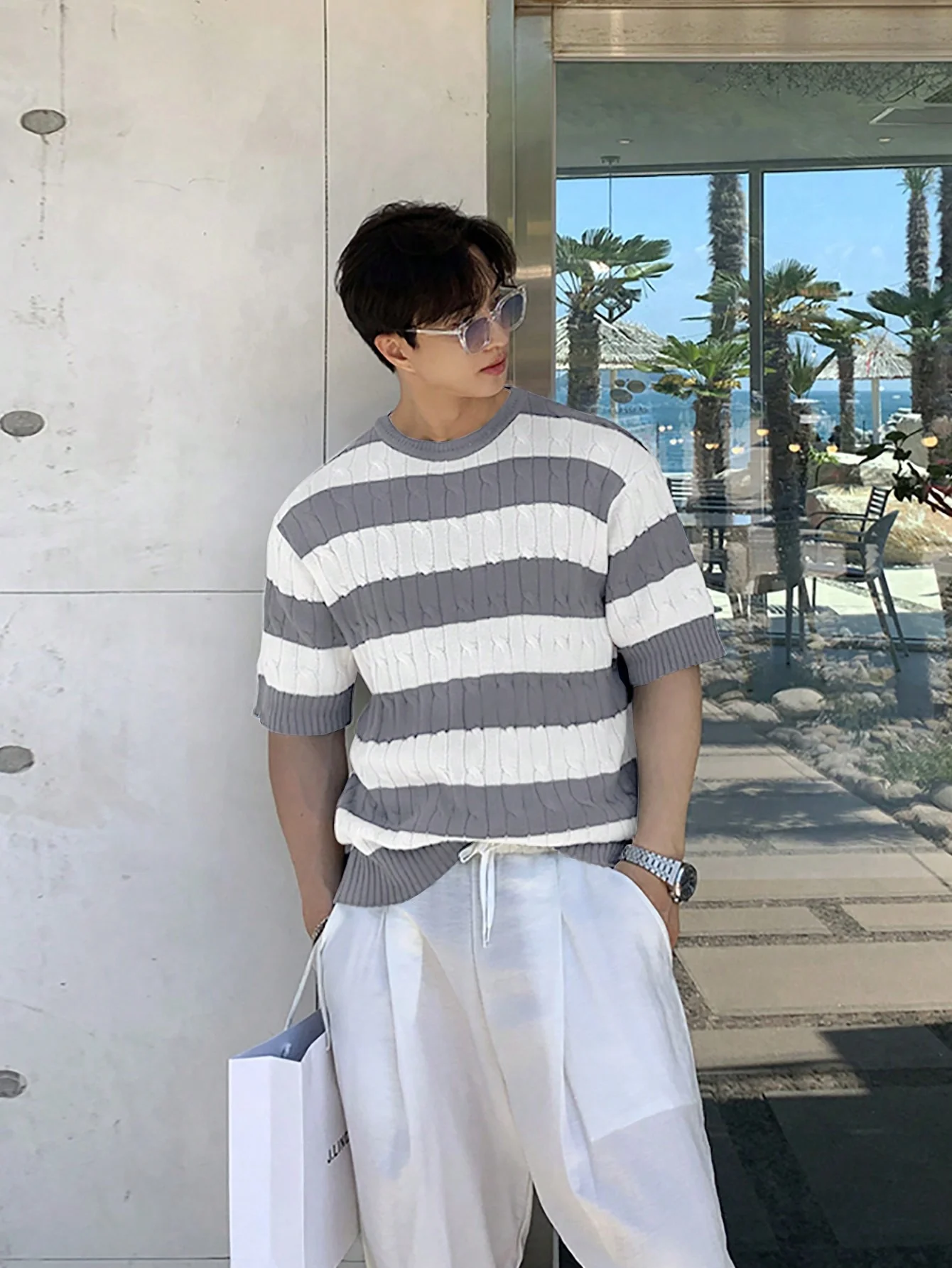 Camiseta de punto a raya