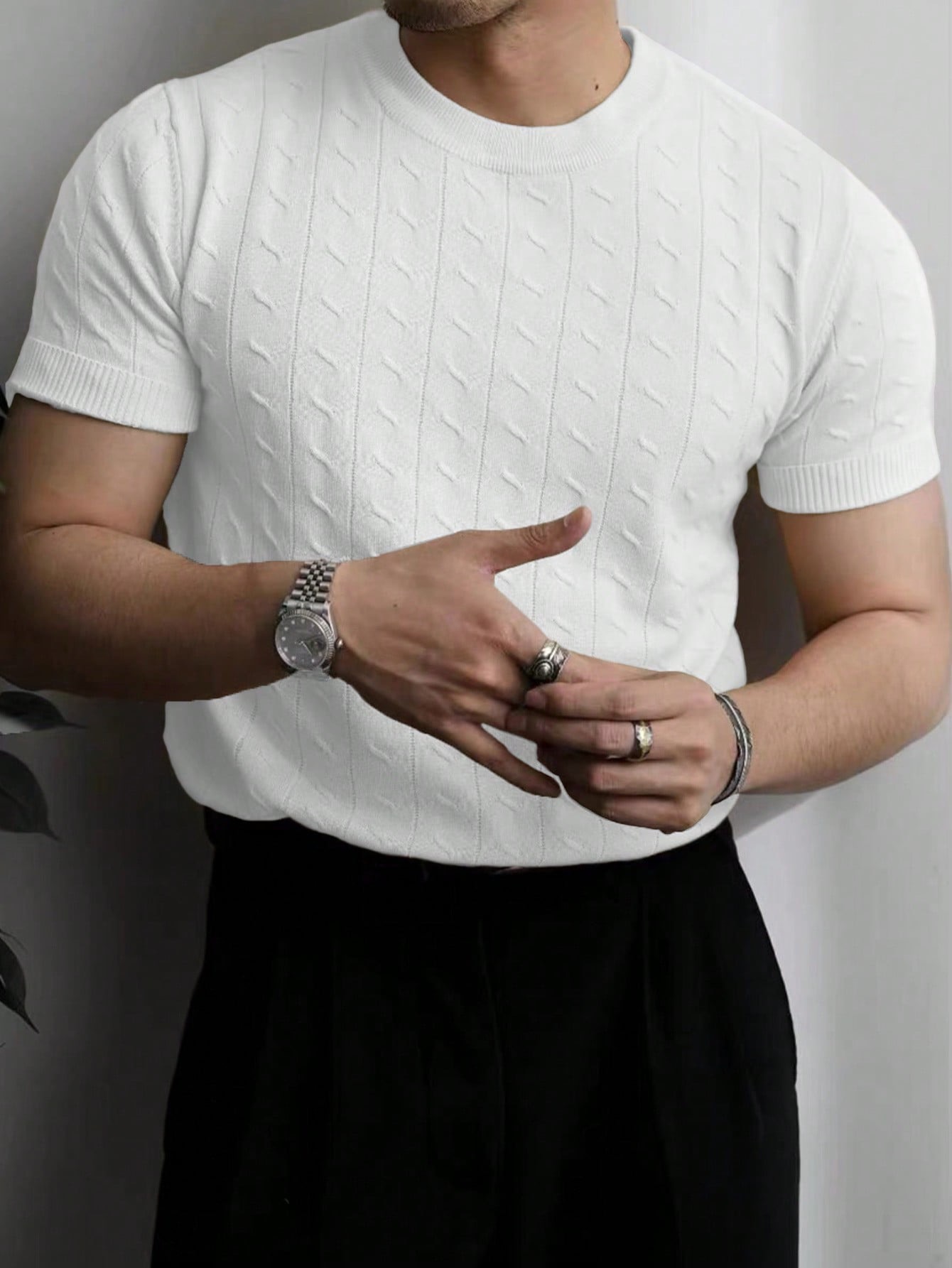 Camiseta de punto cuello redondo