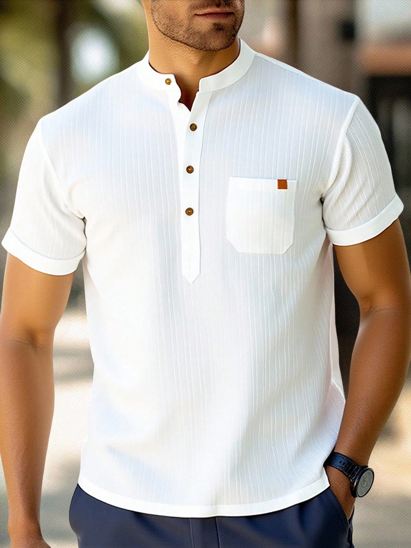 Camisa unicolor con bolsillo