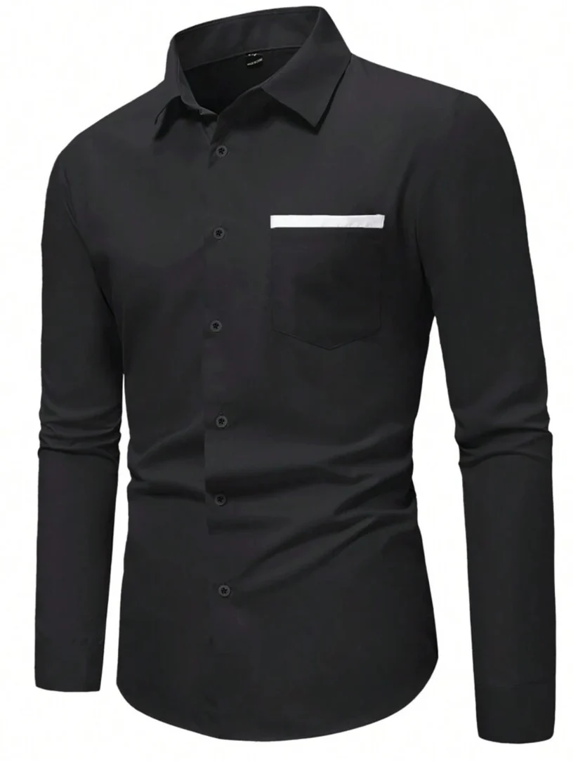 L - Camisa manga larga con bolsillo