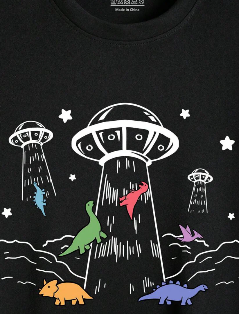 L - Camiseta con estampado de dinosaurio