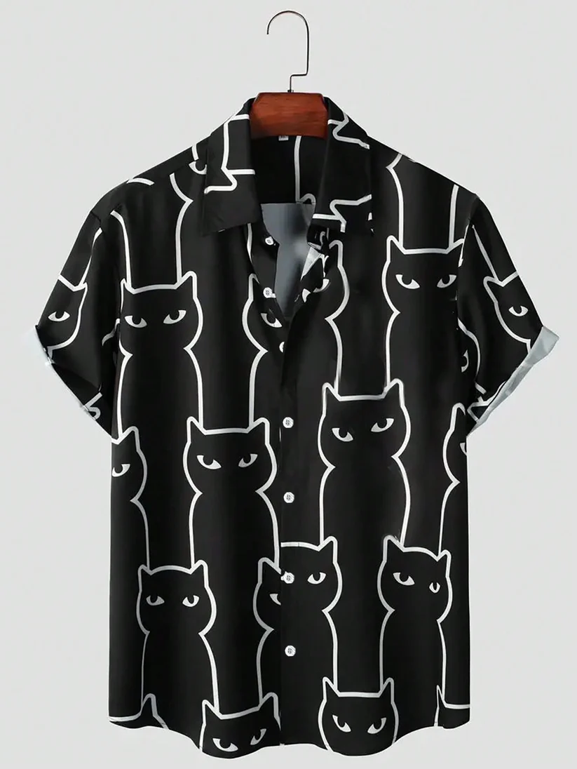 Camisa con estampado de gato