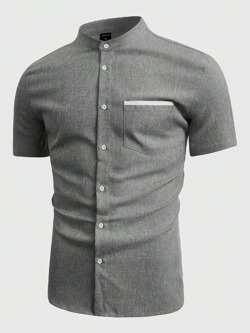 Camisa unicolor cuello alto