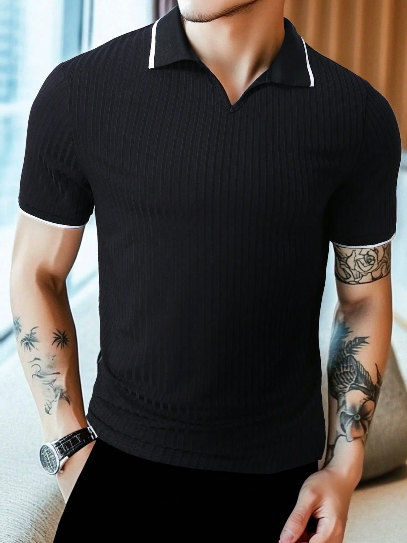 Polo unicolor contraste