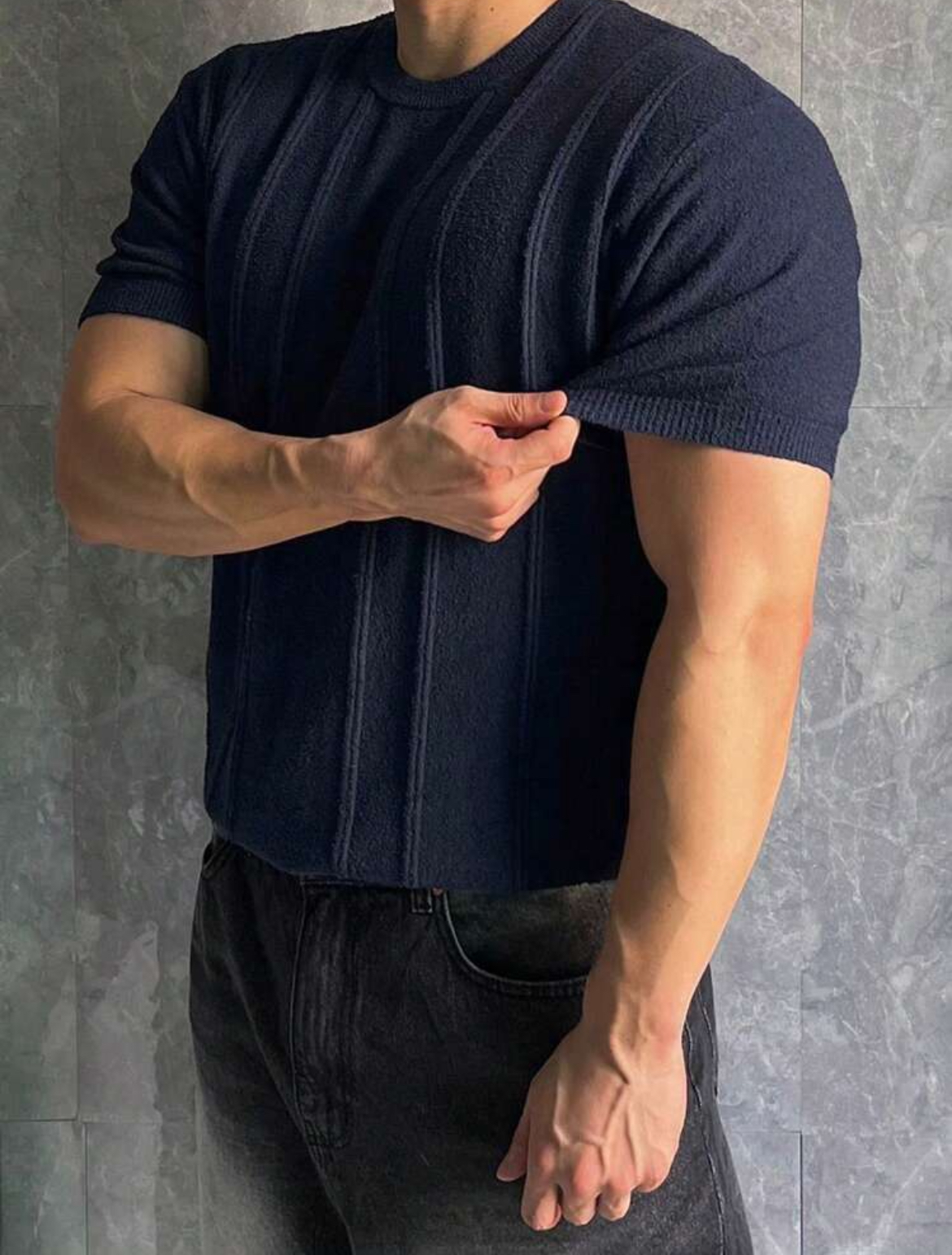 L - DAZY camiseta de punto acanalado