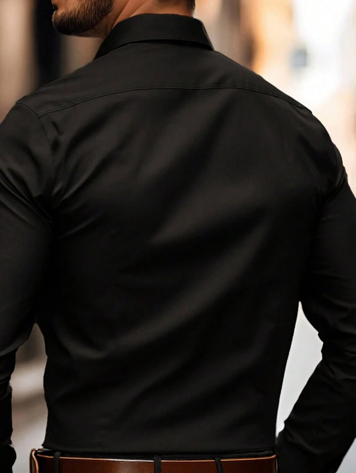 M - Camisa manga larga unicolor