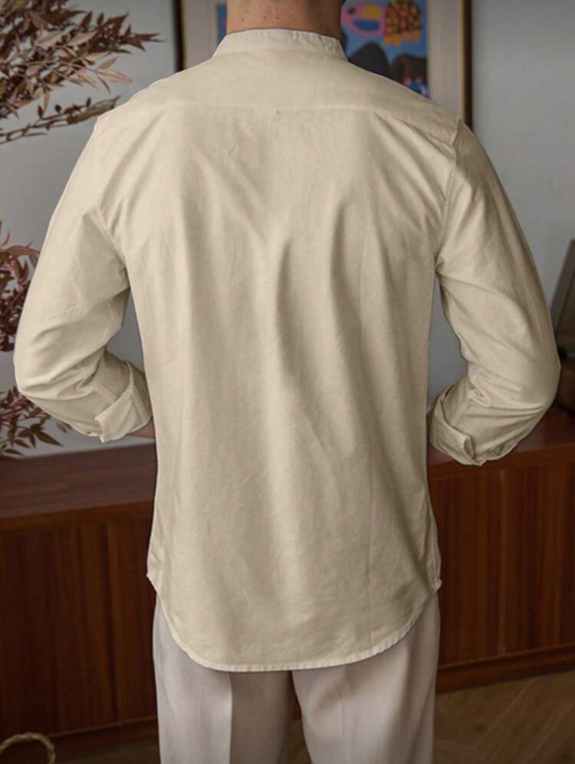 M - Camisa manga larga unicolor