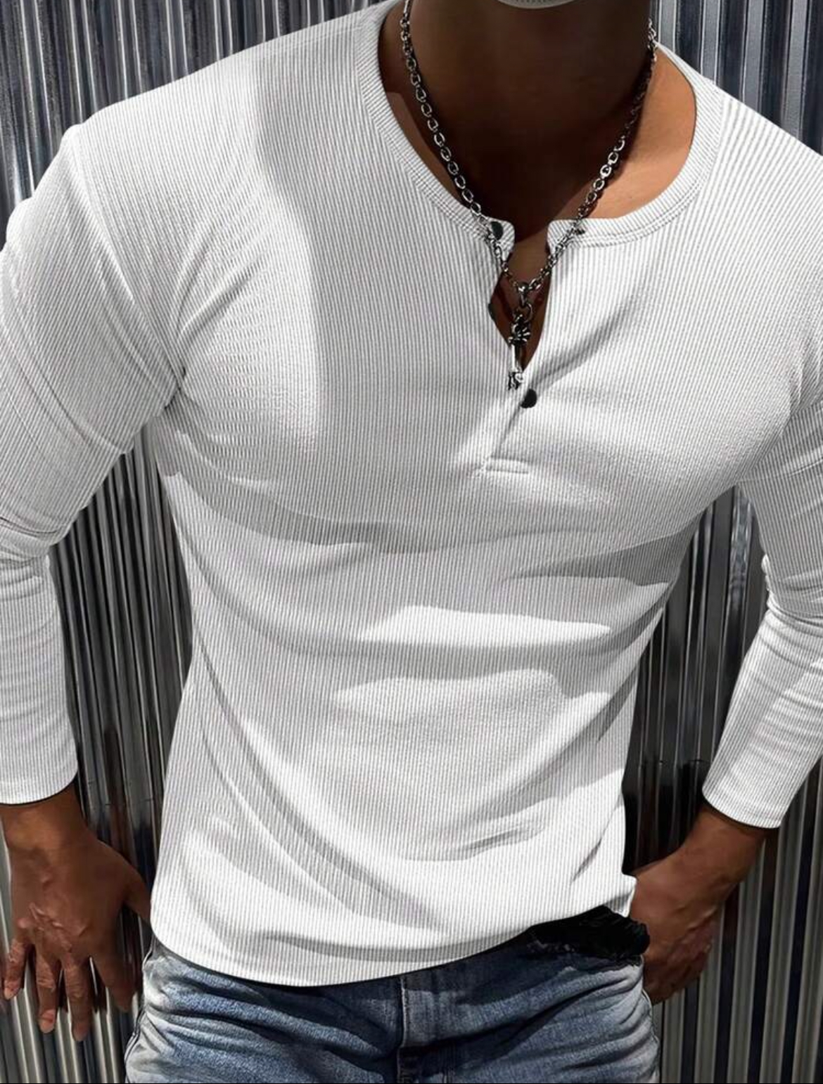 M - Camiseta de punto acanalada