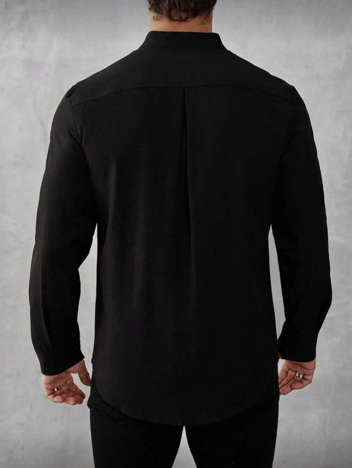 S - Camisa manga larga cuello mao