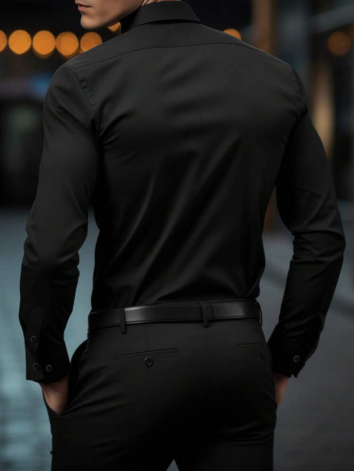 M - Camisa manga larga unicolor