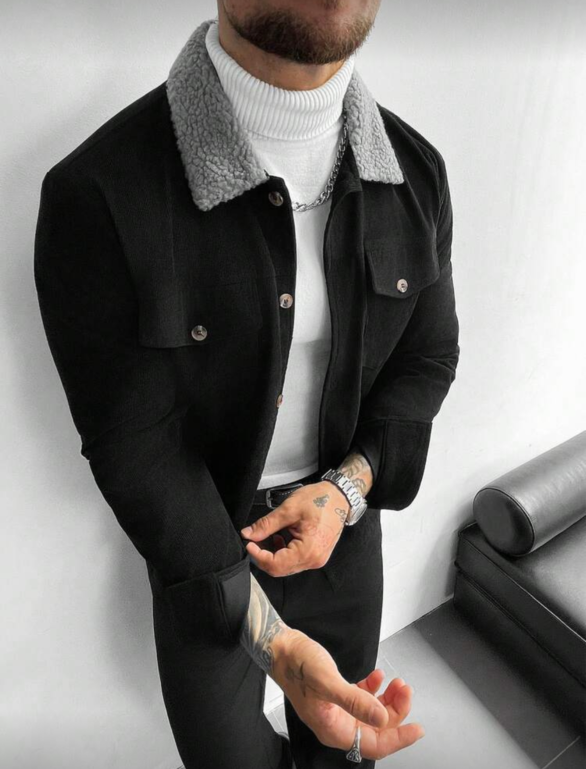 L - Chaqueta de pana con forro