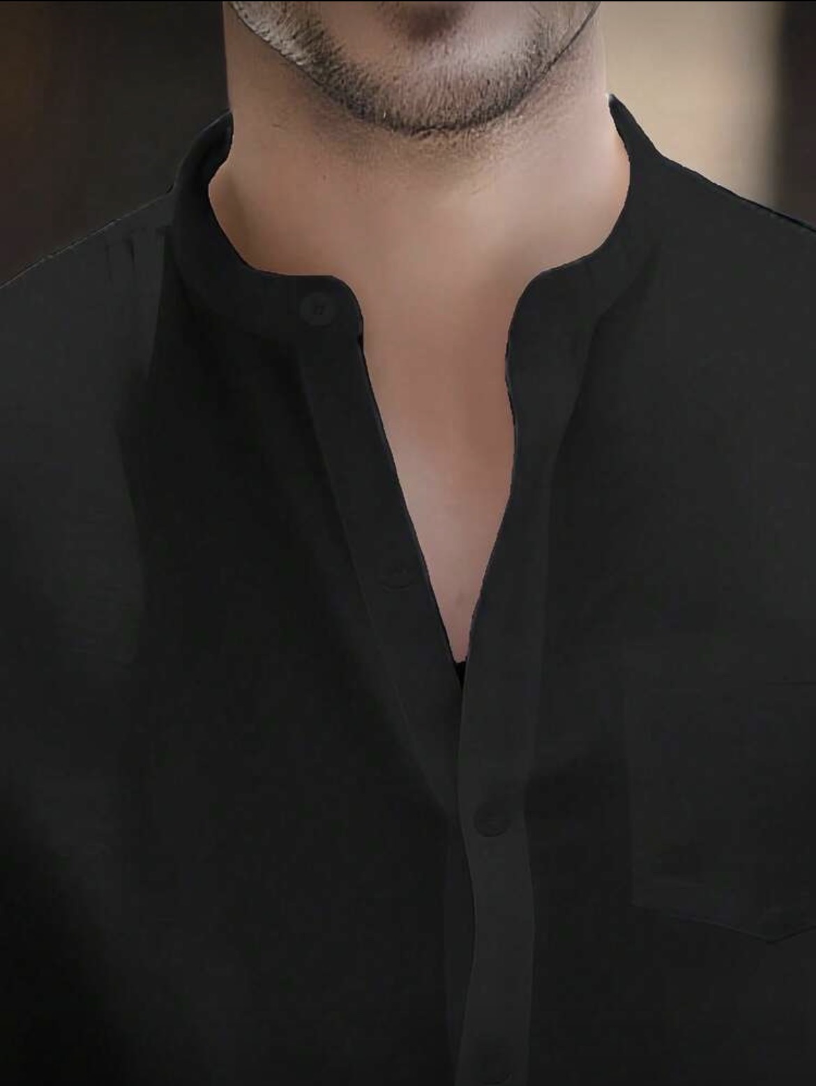 M - Camisa cuello mao unicolor