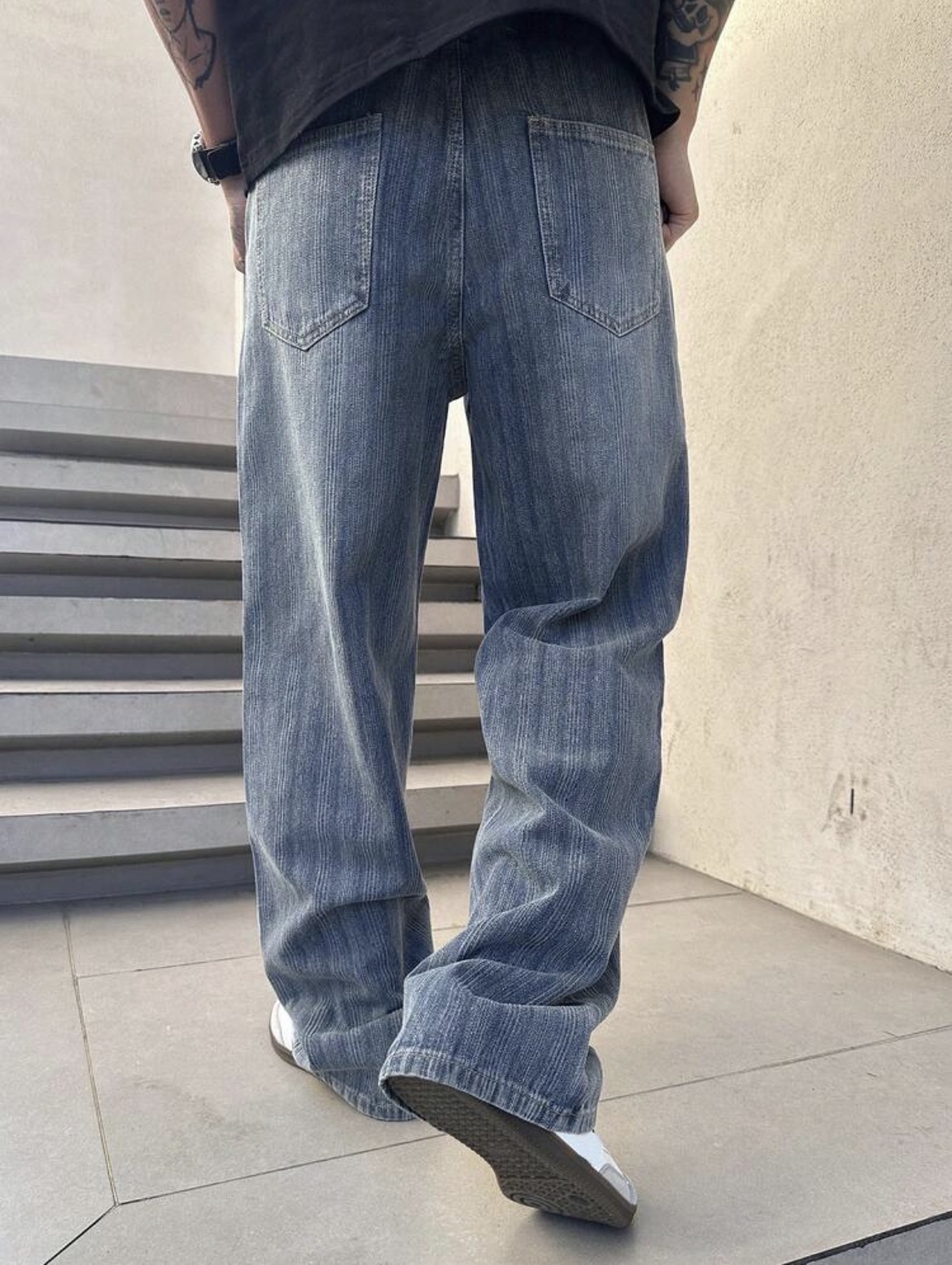 M(34) - DAZY jeans a rayas con cintura elástica