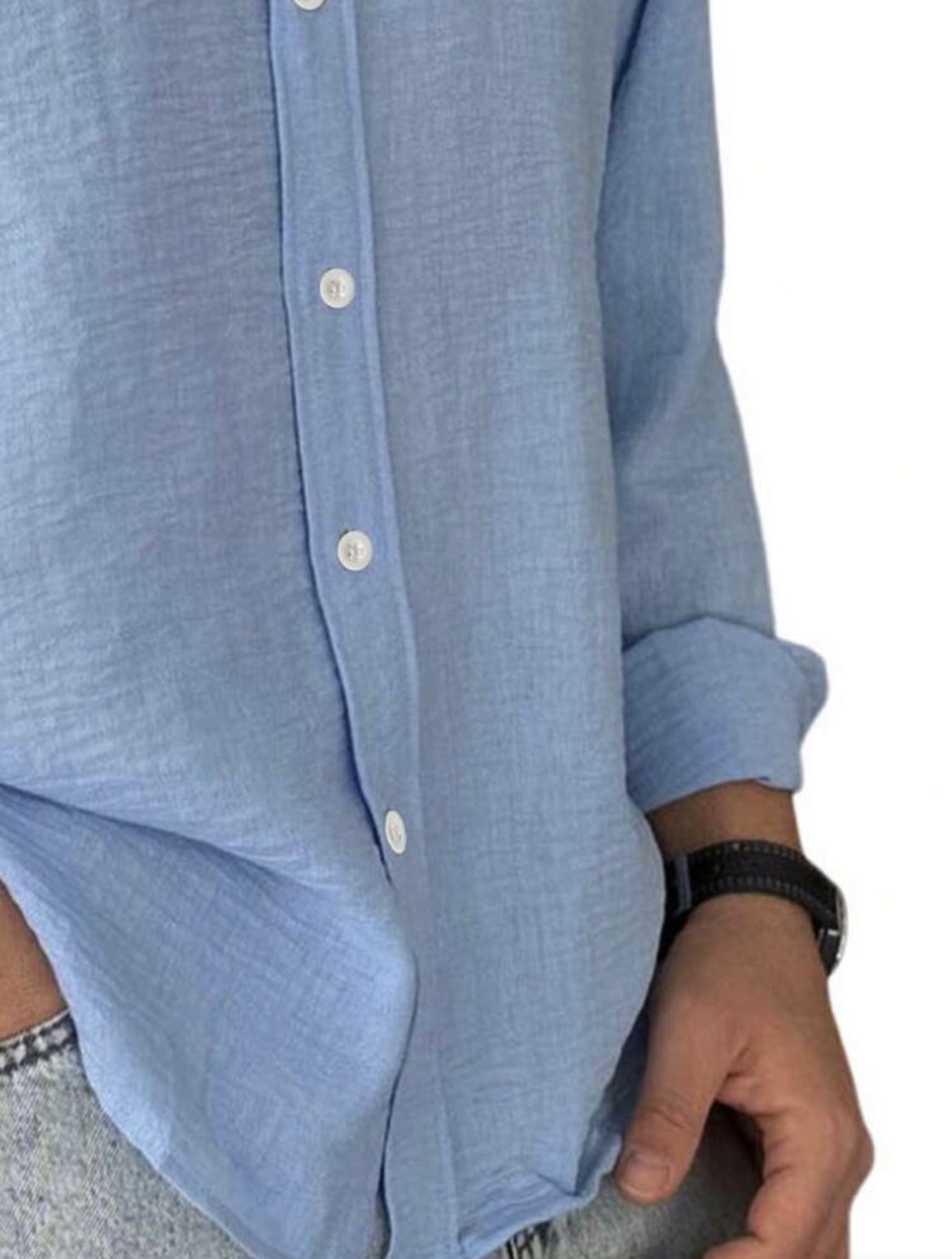 M - Camisa manga larga unicolor