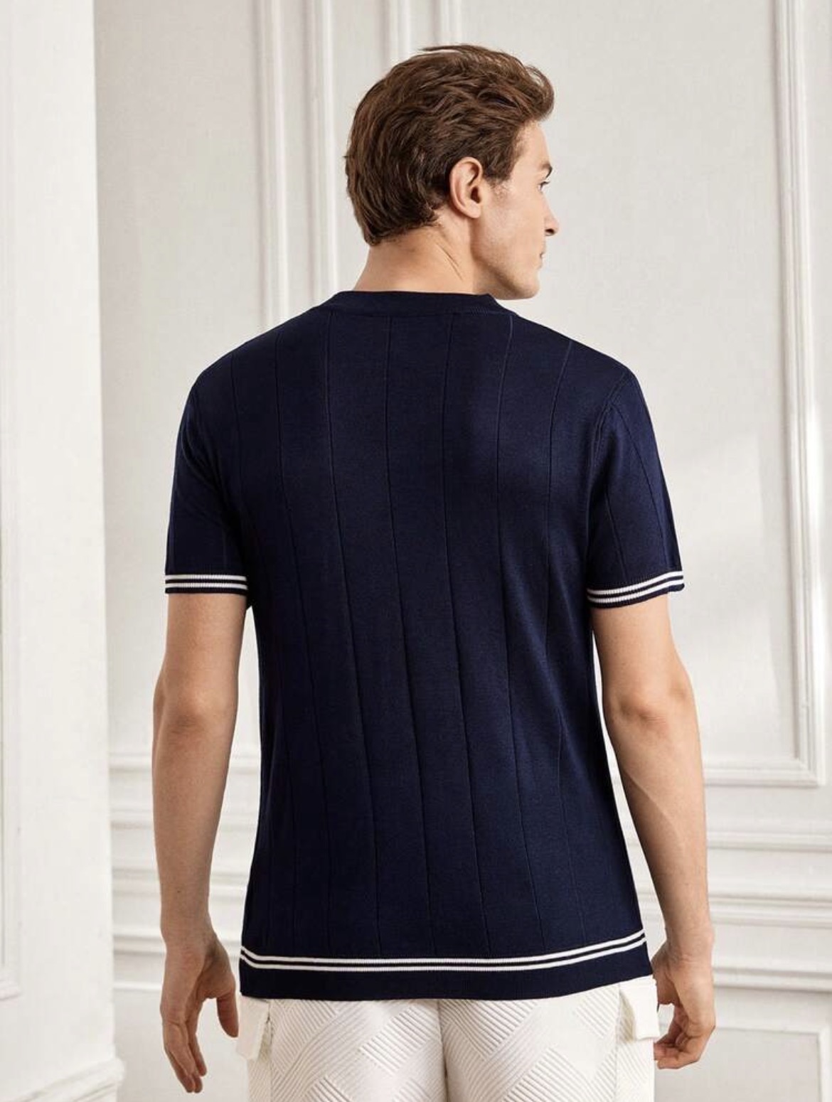 S - Camiseta de punto de rayas