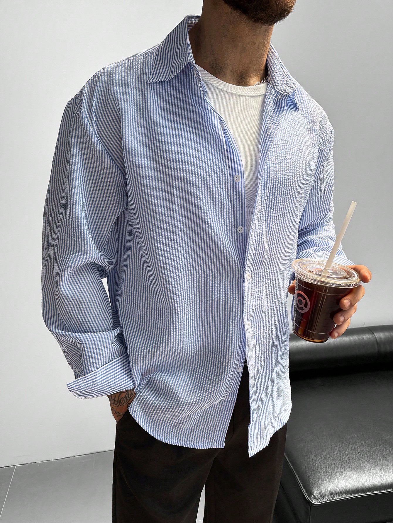 L - Camisa manga larga a rayas
