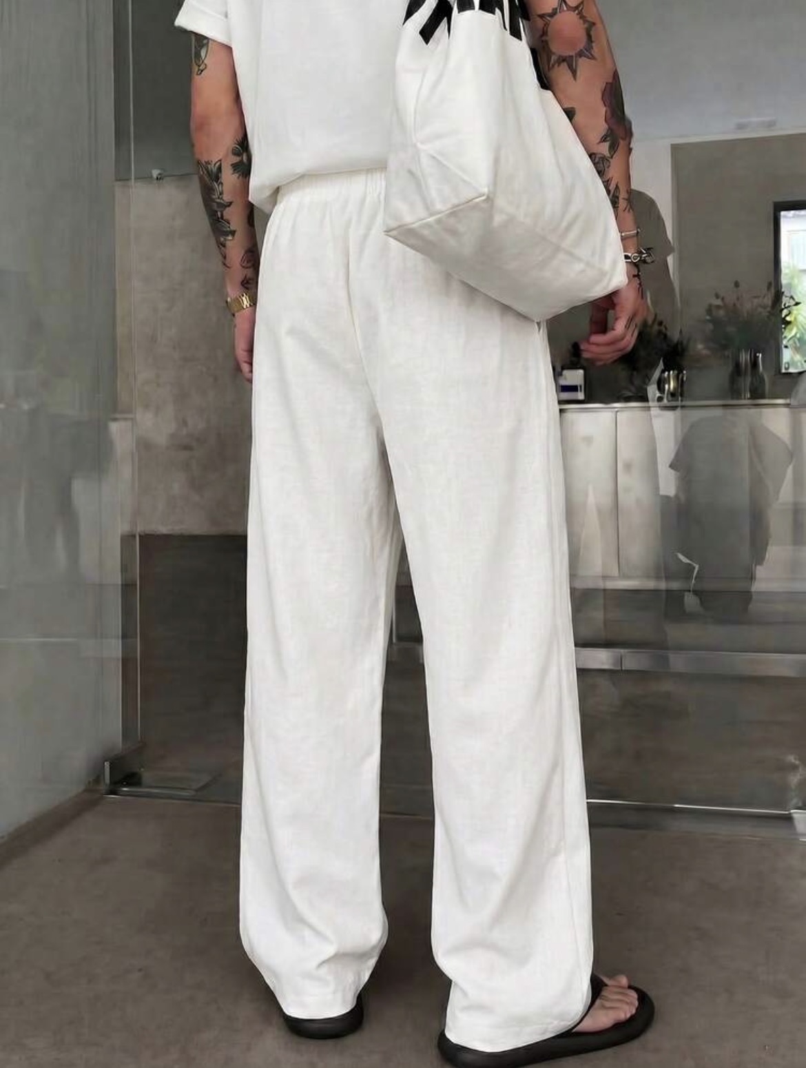 S(36) - Pantalón unicolor con cordón